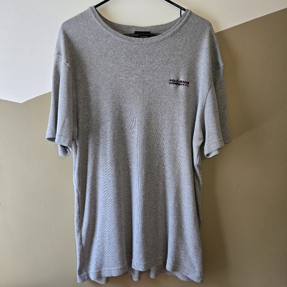 Polo Jeans Co Ralph Lauren Heather Gray Ribbed Pullover Shirt Mens Size XL